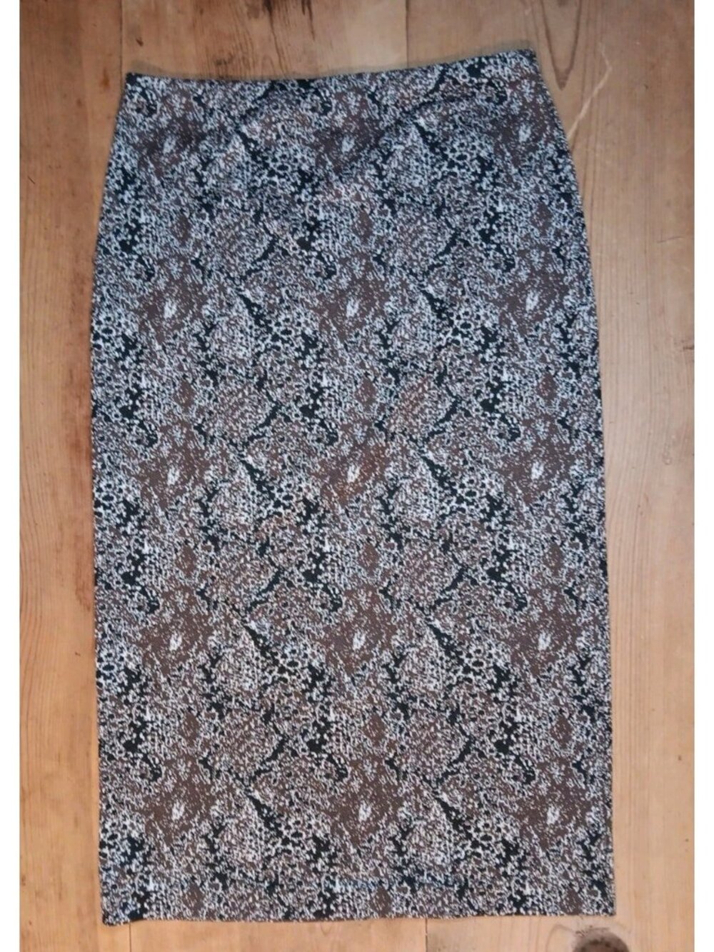 Tyler Boe Midi Skirt Womens L Pull On Straight Pencil Knit Brown Abstract Fall